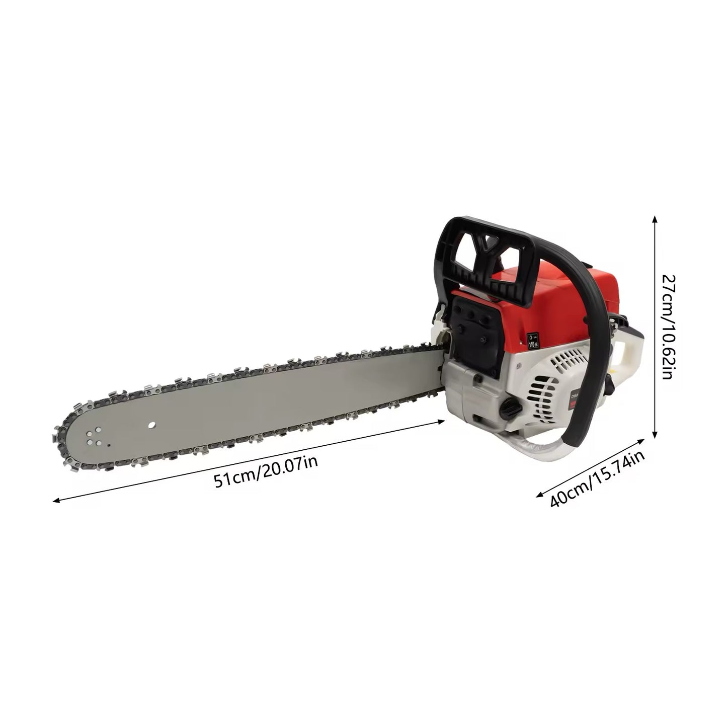 20-Inch 52cc Gas-Powered Chainsaw – Cordless Petrol Chainsaw for Wood Cutting & Garden Use