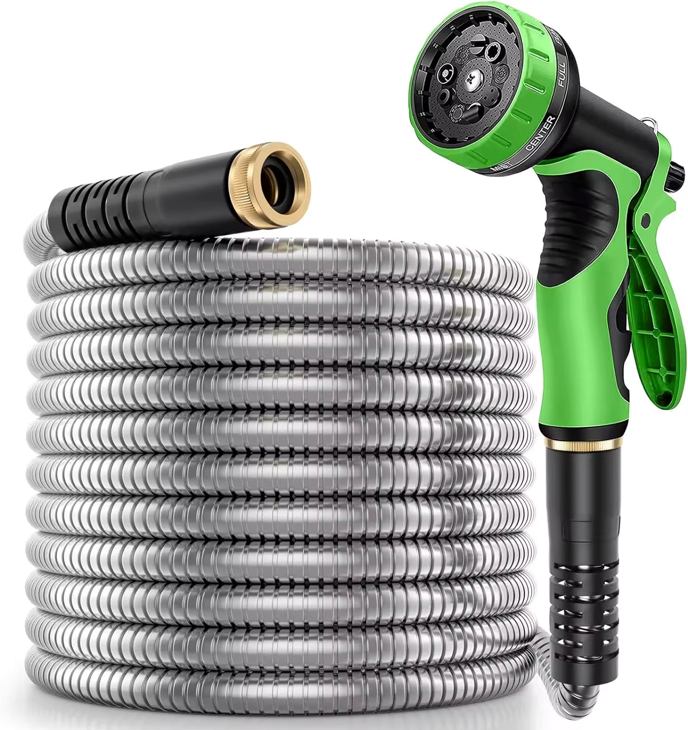100ft Stainless Steel Garden Hose - Flexible, Kink-Free Metal Water Hose for Outdoor Use, RV