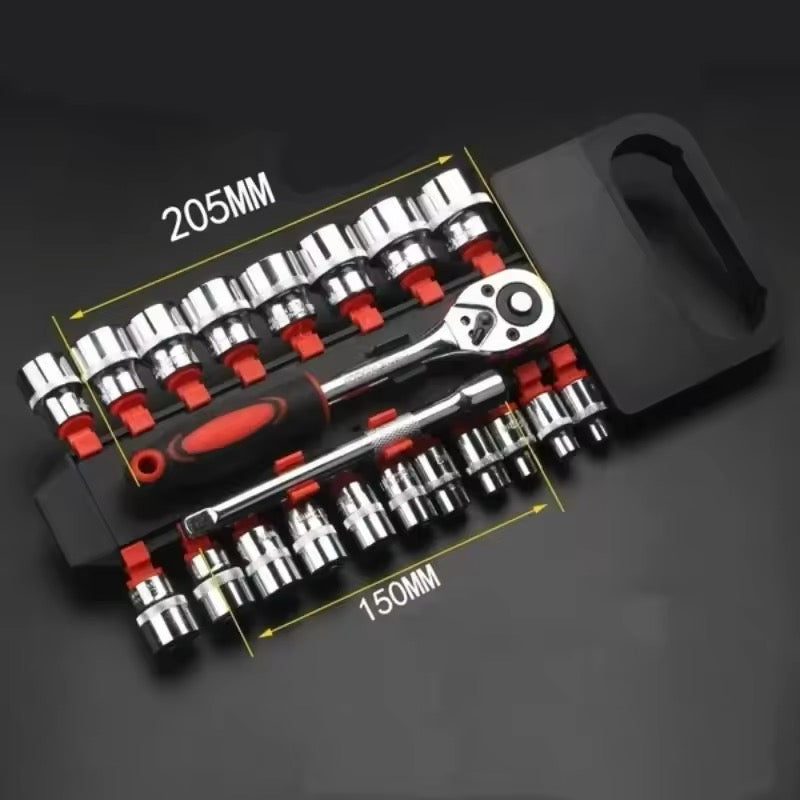 1/4” Ratchet Socket Wrench Set, 13PCS Metric for Car & Motorcycle Repair