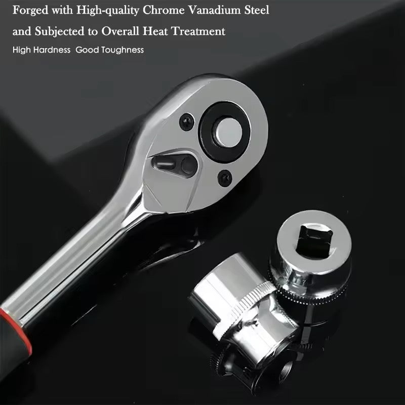 1/4” Ratchet Socket Wrench Set, 13PCS Metric for Car & Motorcycle Repair