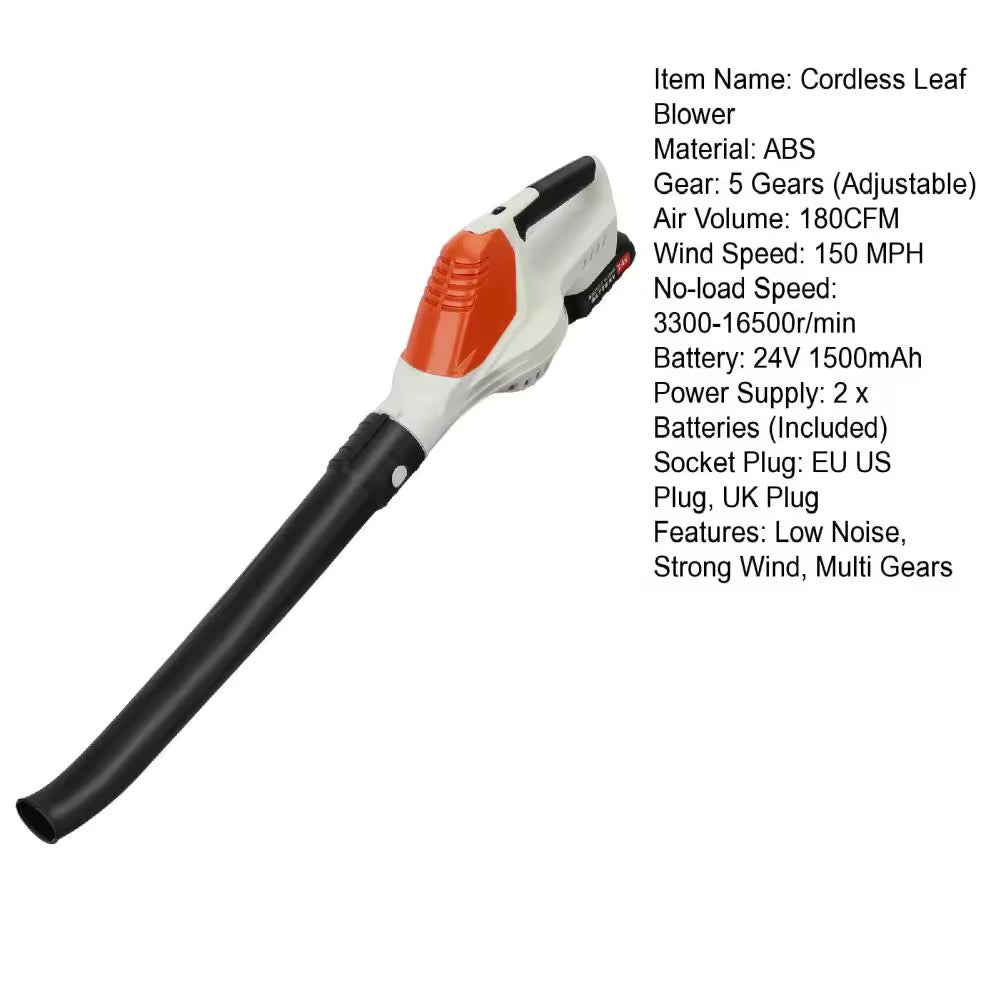 Powerful 24V Cordless Leaf Blower – Handheld Electric Blower with 2 Batteries & Charger for Lawn Care & Yard Cleanup