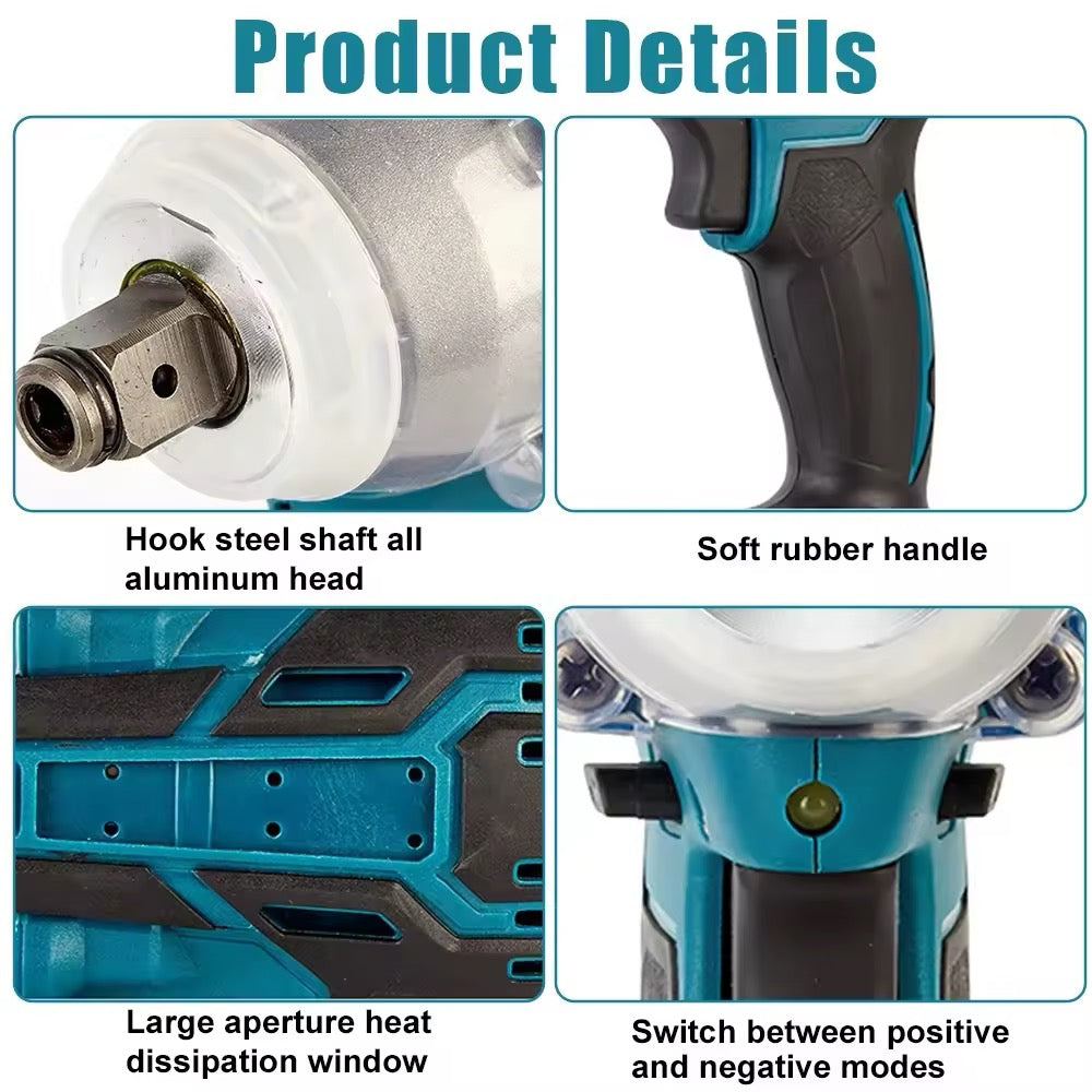 Brushless Cordless Impact Wrench – 3000N Compatible with Makita 18V Battery | Power Tool & Hand Drill