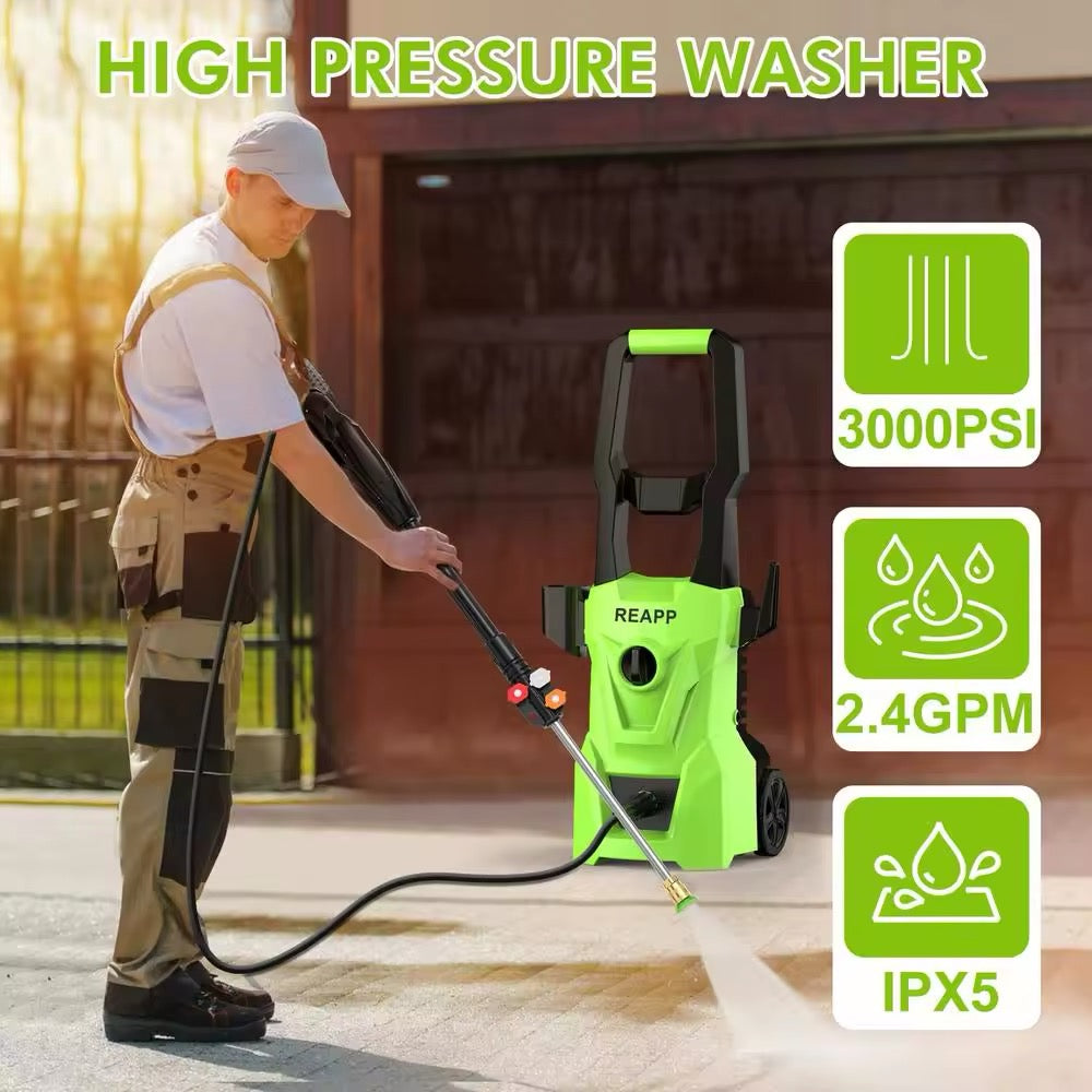 3000 PSI Electric Pressure Washer with Foam Cannon & 4 Quick Connect Nozzles